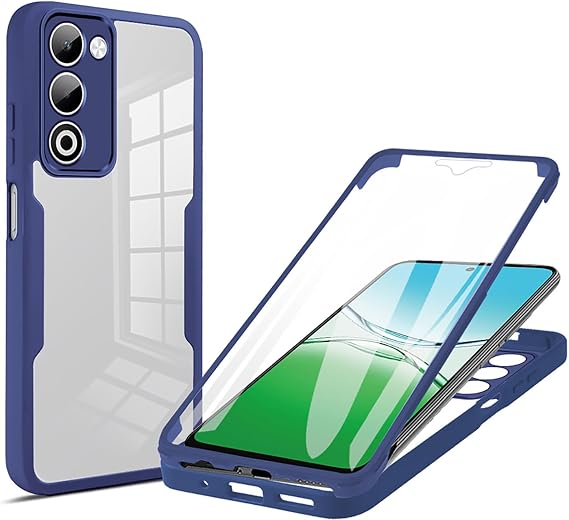 ILING Trasparente Case for Realme C75 4G / Realme 14X 5G, 360° Full Body Protection Shockproof Cover with Built-in Screen Protector, Ultra Thin Hard PC Silicone TPU Bumper Case (Blue)