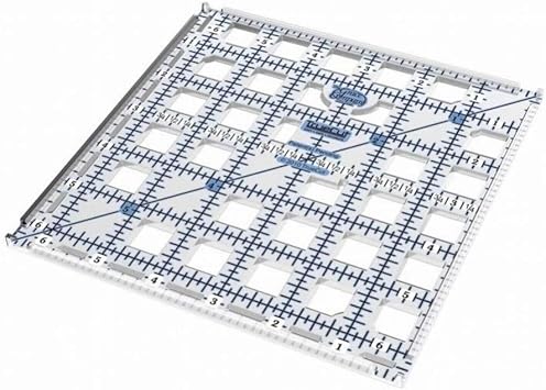 TrueCut Square 6.5" x 6.5" Quilting Ruler with Track and Guide for Straight Cuts - Innovative Quilting and Sewing Ruler for Accurate Fabric Cuts with 1/8th Measurements