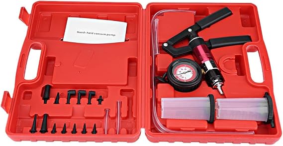 Hand Held Vacuum Pump Pressure Tester Kit with Adapters, Portable Brake Bleeder Test Tool for Boost Pressure, Ventilation