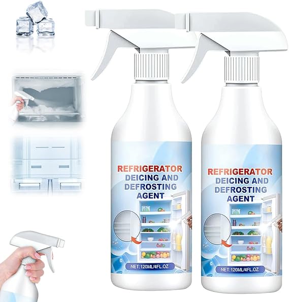 Defrosting Spray for Fridge Freezer, Refrigerator Defrost Spray Freezer Defroster Spray, Refrigerator Defrosting Deicer Spray, Efficiently Fast Clear Ice Buildup (2pcs)