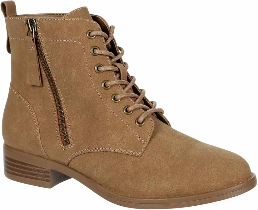 XAPPEAL - Womens Laci Combat Boot Tan, Size 6.5 Medium Width