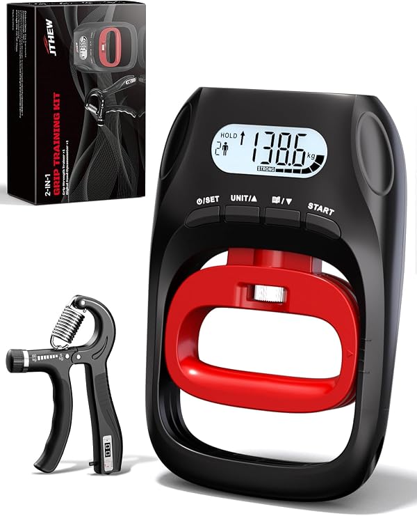 JTHEW Grip Strength Trainer - Adjustable Resistance 11-132lbs/5-60kg Hand Gripper & Forearm Strengthener Device with Smart Counter for Sports & Rehab
