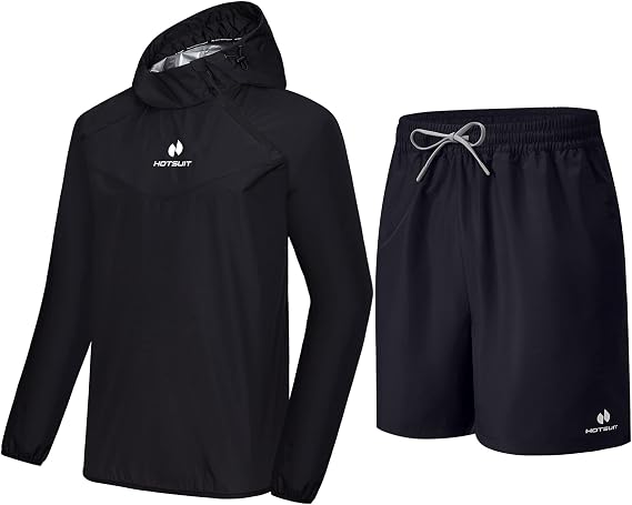 HOTSUIT Sauna Suit for Men Sweat Sauna Jacket Shorts Gym Workout Sweat Shorts, M