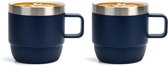 Zenbo 6 oz Espresso Mug with Handle, Ceramic-Lined 18/8 Stainless Steel