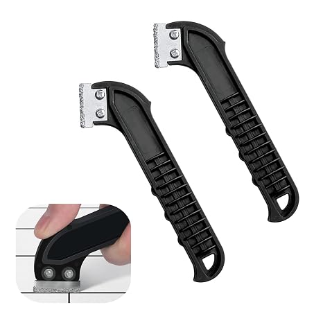 2 Pcs Grout Removal Tool Professional Grout Scraping Rake Tool Grout Remover Carbide scraper for Tile Cleaning, Grouting Tool，for DIY and Professional Use, Grout Rake Scraping Tool(Black)