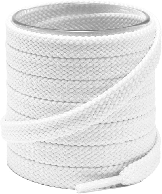 Shoemate [2 Pair Pack Solid Color Thick Flat 5/16" Shoe Laces for Sneakers and Athletic Shoes