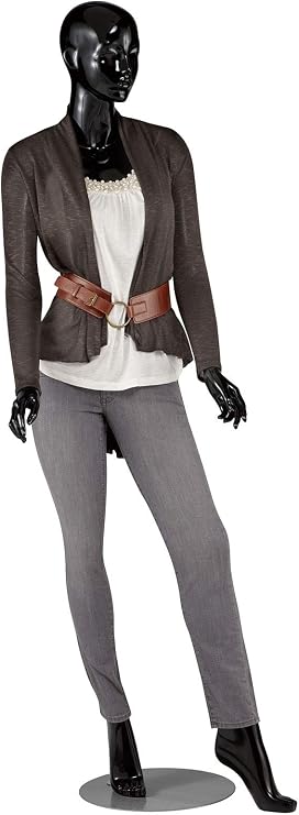 SSWBasics Mannequin Full Body Female Glossy Black Cameo Fiberglass with Base, Height 5'10" - Full Body Mannequin Female Display