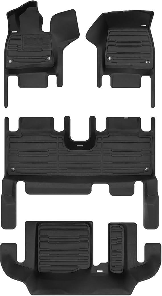 TuxMat - for Mercedes-Benz EQS 7-Seater SUV 2023-2027 Models - Custom Car Mats - Maximum Coverage, All Weather, Laser Measured - This Full Set Includes 1st, 2nd and 3rd Rows