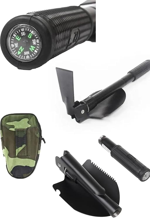 Riddex Portatif Çantalı Pusulalı Katlanabilir Metal Kazma Kürek Seti