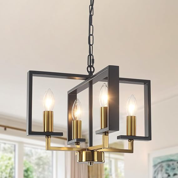Modern Chandeliers Ceiling Light Gold Chandelier Pendant Light Fitting | Industrial Ceiling Living Room Light Dining Room Lights Ceiling, Light Fittings Ceilings for Kitchen Bedroom, 4*E14 Base