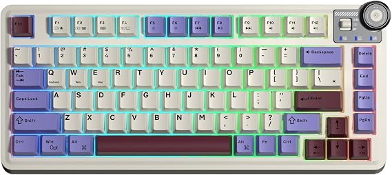 Aula AU75 3 Modes RGB Hot Swap Mechanical TKL Seiya Switch Wireless Macro Keyboard Beige