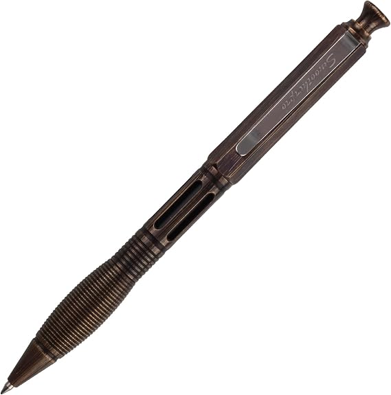 SMOOTHERPRO Solid Brass Wide Grip Click Pen, Retro Black | Weighted Metal Body Supports Steady Writing, with Refillable Design for Office Notes, Signatures, and Daily Carry.