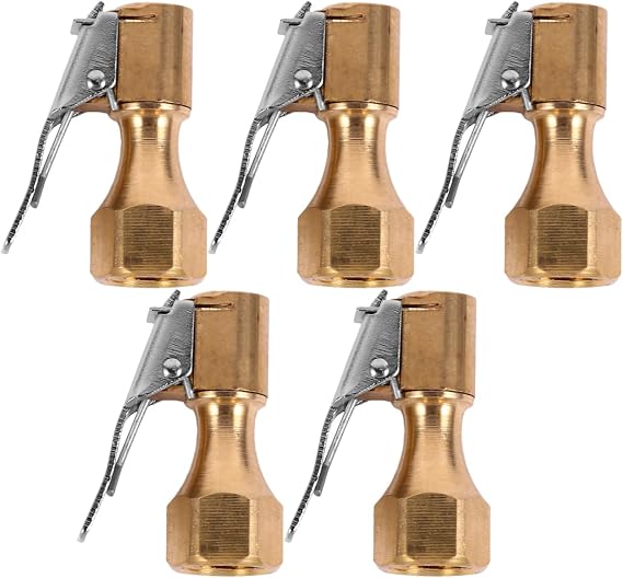 LIFKOME 5pcs Air Chuck: Tire Inflator Nozzle Pressure Release Button for Air Compressor Guage Pump Tire Inflation Pneumatic Chuck Locking Clip