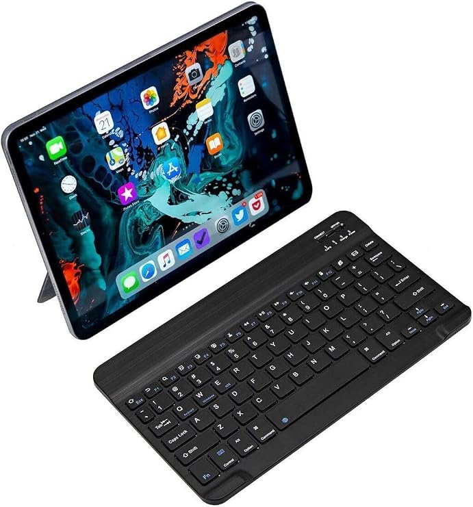 iPad 10 Nesil 10.9" Tablet İçin Uyumlu Bluetooth Tablet Klavyesi Mini Slim Şarjlı Kablosuz Siyah