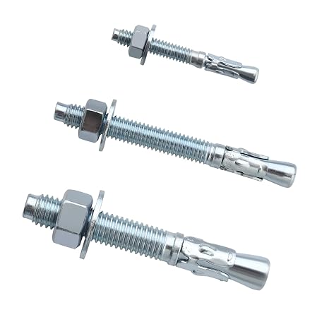 120 Pcs 1/4" x2-1/4,3/8" x3-3/4,1/2" x3-3/4 Wedge Anchors Zinc Plated Assortment Kit for Concrete