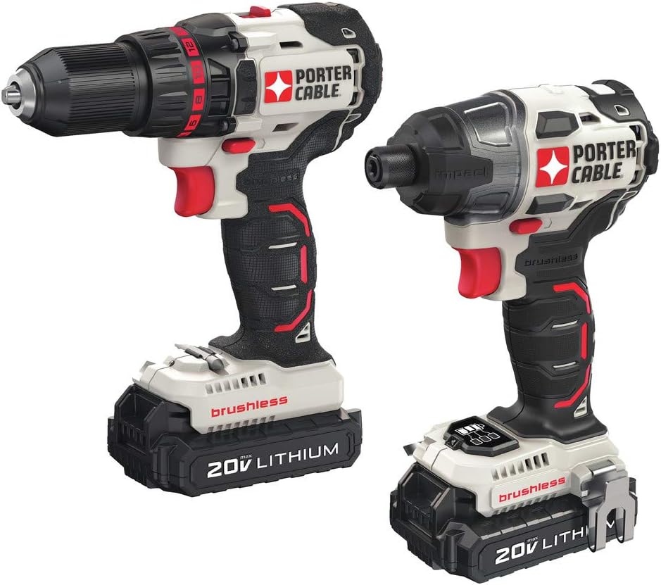 PORTER-CABLE PCCK618L2 20V MAX 2 -Tool Brushless Lithium DrillImpact Driver Combo Kit