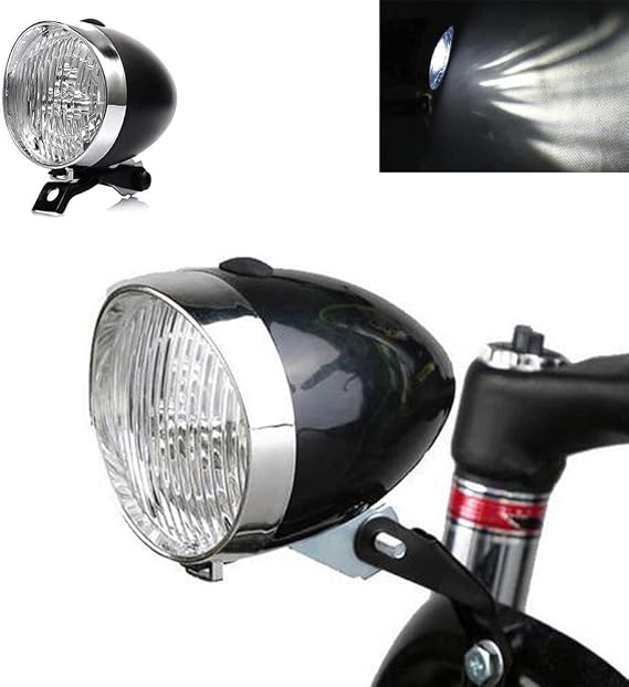 Bright with 3leds Classical Cycling Bicycle Headlight Retro Front Headlamp Vintage Bike LED Lamp Riding Safety Fog Night Head Light Accessories with Bracket