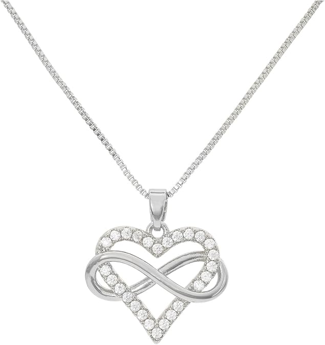 Infinity Heart Necklace 18K Gold Diamond Pendant Necklace Sparkling Infinity Love Pendant Necklace,Trendy Pendant Necklace for Women, Fashion Jewelry Gift