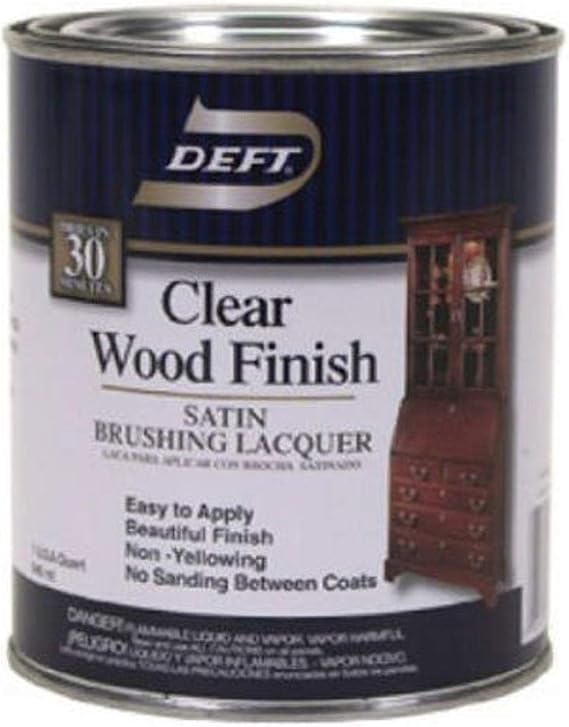 Deft Interior Clear Wood Finish Satin Brushing Lacquer, Quart