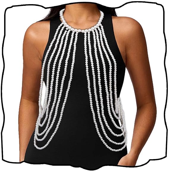 Pearl Body Chain Layered Body Chains Beach Bikini Chain Party Sexy Body Accessories for Women and Girls