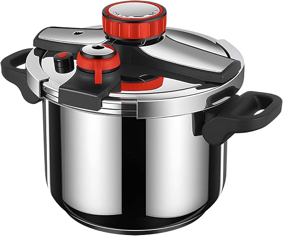 316 Stainless Steel Pressure Cooker 10L | Three-Speed Adjustment | 9 Security Systems | Easy Opening Closing Lid | Works on All Cooktops | Kitchen Cookware