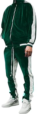 Arssm Mens Velour Tracksuit 2 Pieces Full Zip Golden Velvet Sport Suits Jogging Suits Jacket Pants Sweatsuit Set
