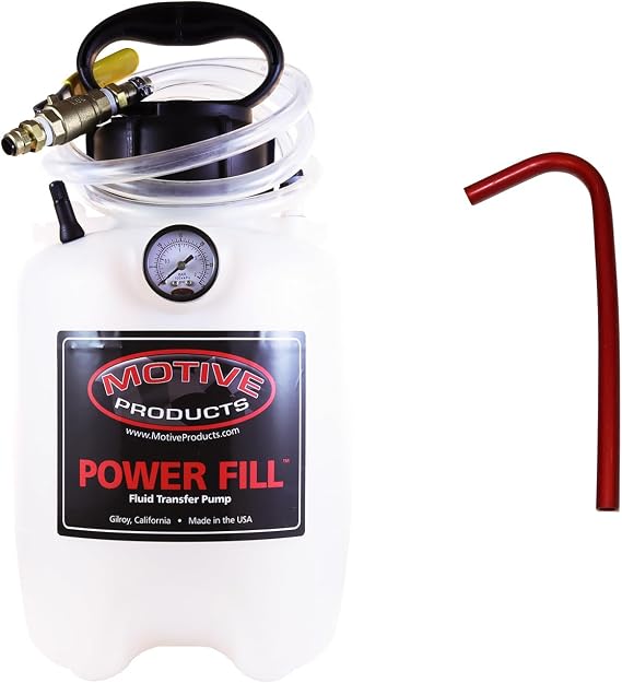 Motive Products 1735 Power Fill Pro Fluid Transfer Pump 1 GAL Tank with Schraeder Valve, Ball Valve Shutoff, and Hose, 4 Quart Capacity