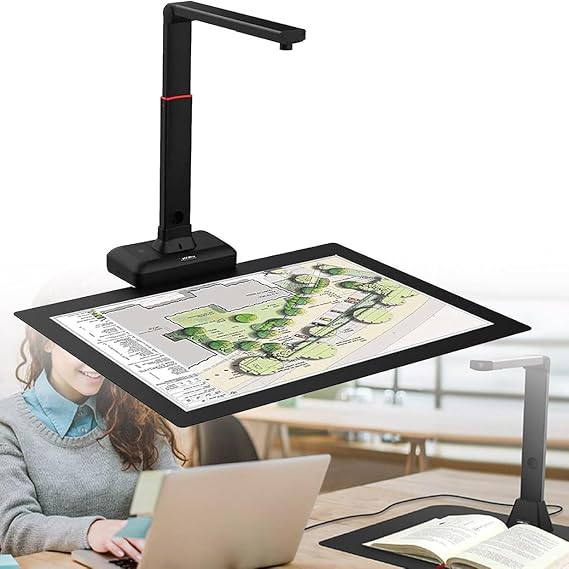 A2 Overhead Scanner for Large Format Documents & Books, 23MP High Resolution, Book Double Pages Smoothing & Split Auto Scanning, Compatible with Windows & macOS