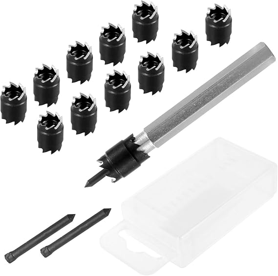 14 Pack Spot Weld Cutter Sets Double Sided, Spot Weld Drill with 11 Cutters, 3/8" HSS Spot Weld Cutter Remover Drill Bits Hex Sheet Metal Hole Cutter Remover, Welder Cut Rotary Kit for Spot Welding