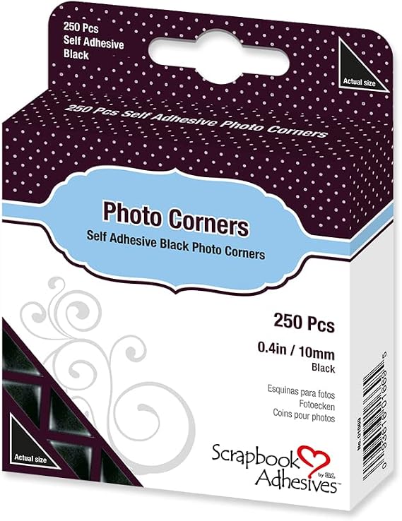 3L Self Adhesive Photo Corners, 3/8-Inch, 250-Pack, Black