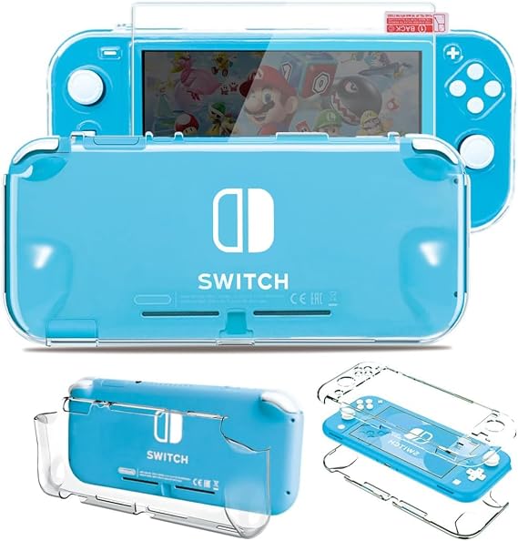 Switch Lite ケース HDスクリーンプロテクター付き Nintendo Switch Lite用 完全保護 グリップカバー クリア 保護ケース Nintendo Switch Lite ケース ハードシェル 女の子用 男の子用 透明