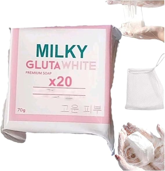 Milky Gluta White Soap 20x, Milky Gluta White S-oap,Glutamilk Whitening Soaps,MilkyGluta Whites Bar Soap,Glutamilk Premium Soaps,Milkygluta Soap Bar Premium,Deep Cleanse (1)