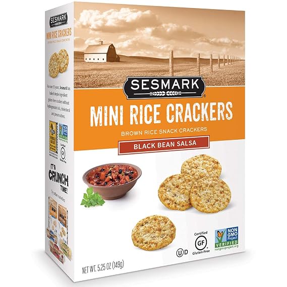 Sesmark Mini Rice Crackers - 5.25 Oz. Boxes, 6 Pack (201088), Black Bean Salsa, 31.5 Oz