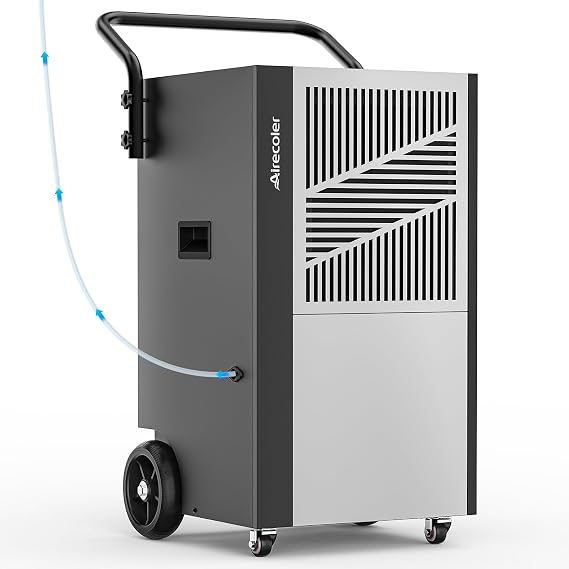 80L Commercial Dehumidifier with Pump & Drain Hose for Basements & Large Rooms up to 400 m³, Industrial Dehumidifier with Wheels Heavy Duty Commercial-grade