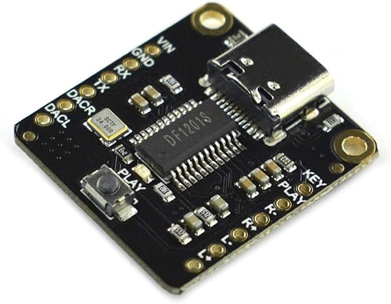 DFPlayer Pro MP3 Module [128MB Onboard Memory] - No TF Card Required, Type-C U-Disk Mode, Dual-Channel 24-bit DAC for Arduino, Raspberry Pi, ESP32, DIY Maker Projects