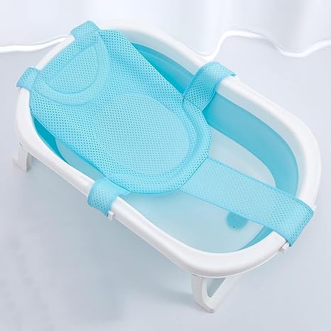 Baby Bath Net Bath Insert Baby with Mesh Adjustable (Blue)