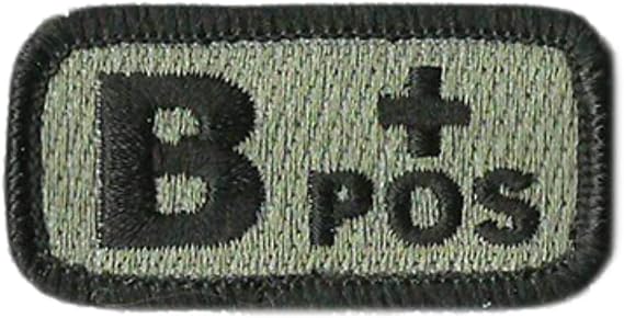 Tactical Blood Type Patches - Type B Positive - 2"x1" (ACU/Foliage)