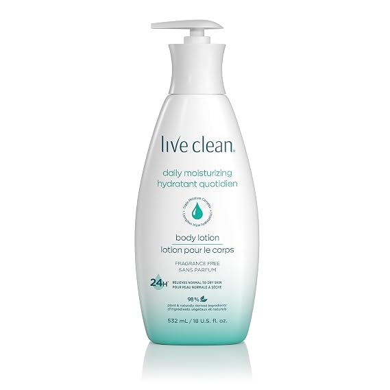 Live Clean Daily Moisturizing Body Lotion, Fragrance Free, 18 Fl Oz