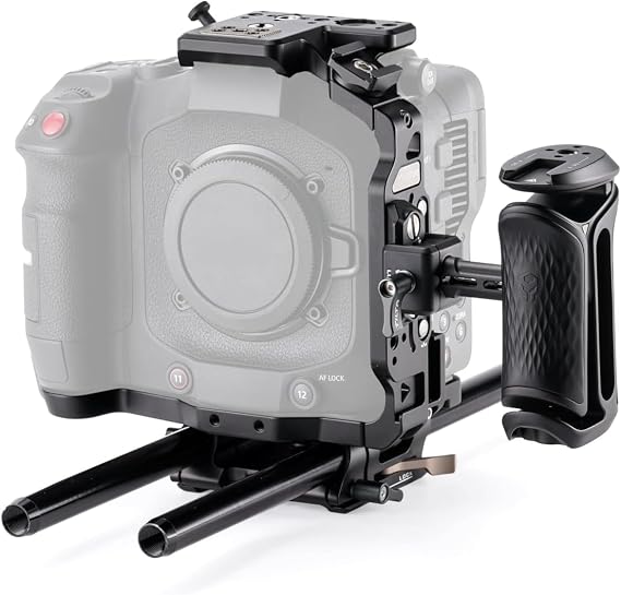 Tilta Camera Cage Compatible with Canon C80 Advanced Kit | Includes Tilta Xeno NATO Side Handle, 15mm LWS Baseplate, Aluminum Rods & Button Extensions | NATO, Cold Shoe, 1/4"-20 & 3/8"-16 Threads | Full camera cage with 15mm LWS baseplate and NATO side handle for protection, stability and accessory mounting