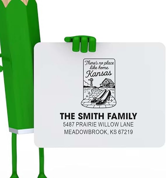Custom Address Stamp, 3-Line Rubber Stamper, 1-5/8 Square, Wood Handle, Personalized for Crafters & Small Business, Handmade, Home Sweet Kansas