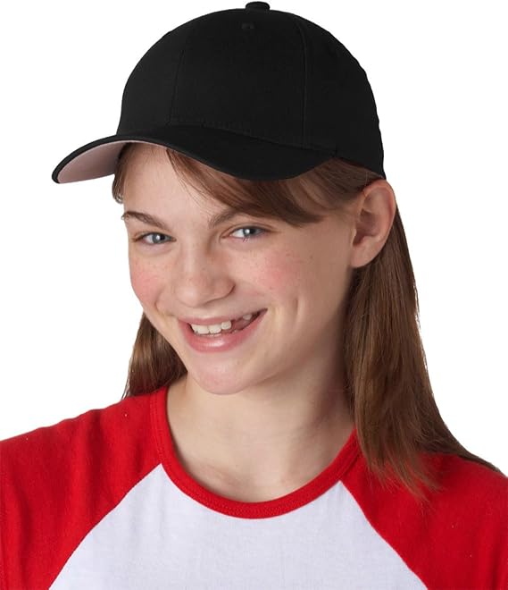 Flexfit Yupoong Combed-Front Crown Cap,Black,One Size