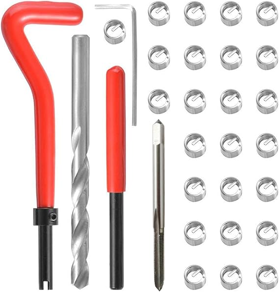 Shkalacar 30Pcs Metric Thread Repair Kit, Metric Thread Threaded Inserts Installation Tool for M3 M4 M7 M9 M11 Helicoil Car Pro Coil Tool M3*0.5