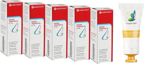 Faar-Apo Nose Drops 0.1% AL Economy Pack 5 x 10 ml Including a High-Quality Hand Cream
