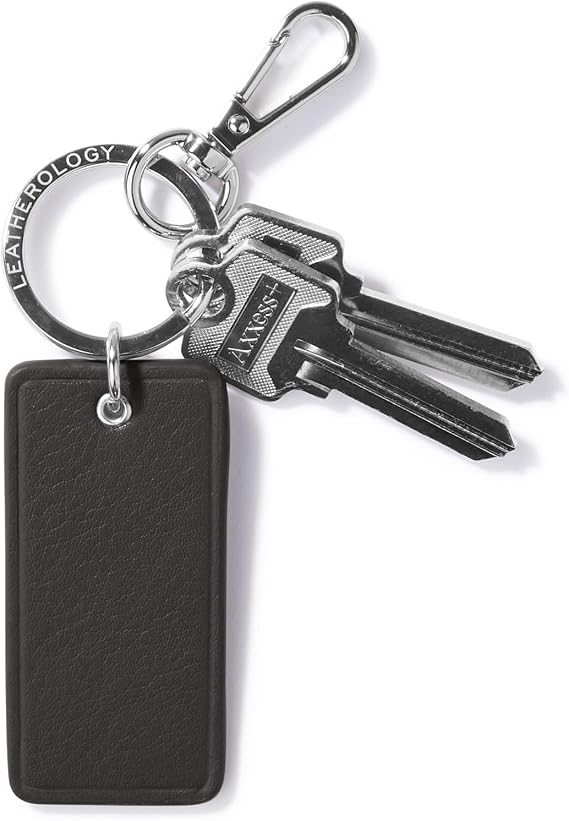 Leatherology Rectangular Keychain with Metal Clip - Black Onyx