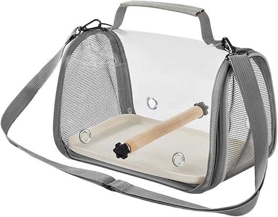Bird Travel Carrier - Lightweight Breathable Bird Carrying Backpack with Tray Stand Perch - Small Birds Bag for Parrot Parakeet Small Animals for Travel Hiking Camping
