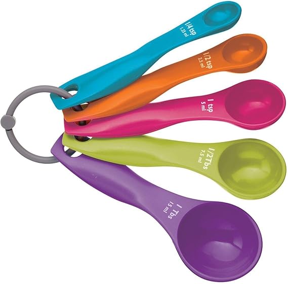 Measuring Spoon Set, 5 Spoons for Measuring Food, Durable, Stain Resistant and Dishwasher Safe Plastic, Kitchen Utensils Baking Set [Energy Class A+++]