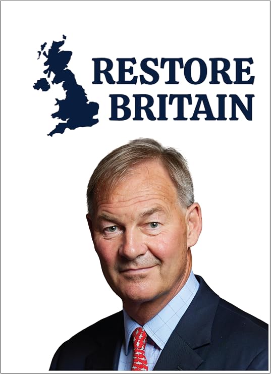 Gift Insanity Political RESTORE BRITAIN A4 Poster - RESTORE BRITAIN LOGO RUPERT LOWE WHITE BACKGROUND