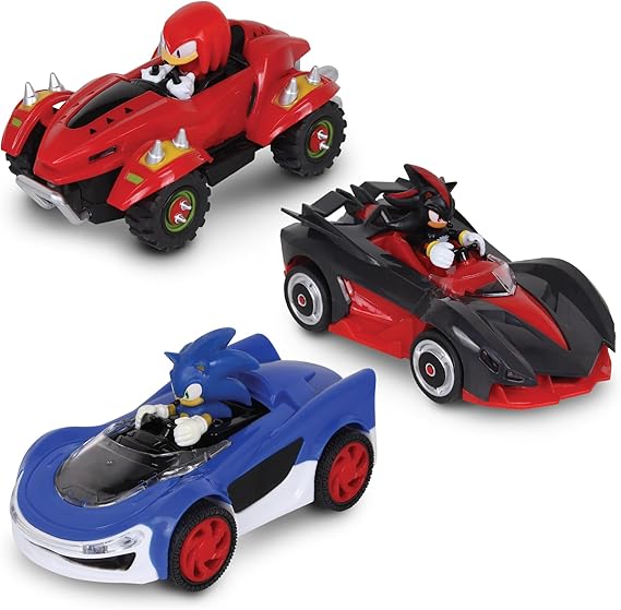 NKOK Sonic Racing CrossWorlds Pullback Cars - Sonic, Shadow & Knuckles 3PK