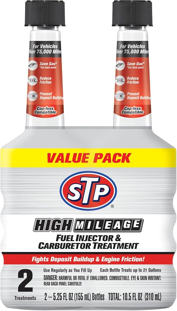 STP High Mileage Fuel Injector & Carburetor Cleaner Treatment - 5.25 FL OZ (2 Count)