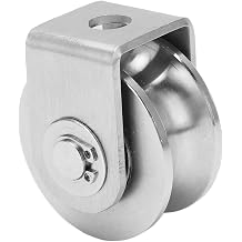 U Type Groove Wheel Stainless Steel Track Pulley, Sliding Gate Roller with Double Bearings, Detachable U Groove Pulley for Industrial Cart and Sliding Door Systems